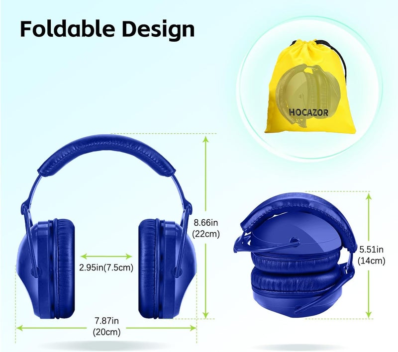 Hocazor 2 Pack HZ015 Kids Ear Protection Safety Earmuffs Durable Noise Cancelling Headphones, full pink+navy blue - Image 5